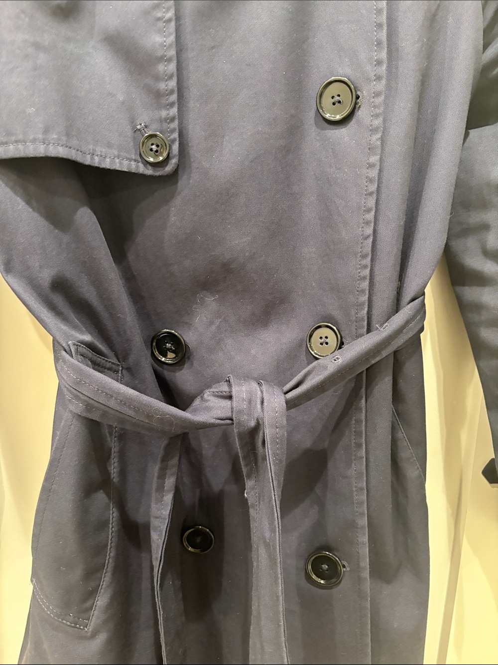 Woman’s Navy Trench Coat - Classic Double-Breasted Style - Picture 4 of 9